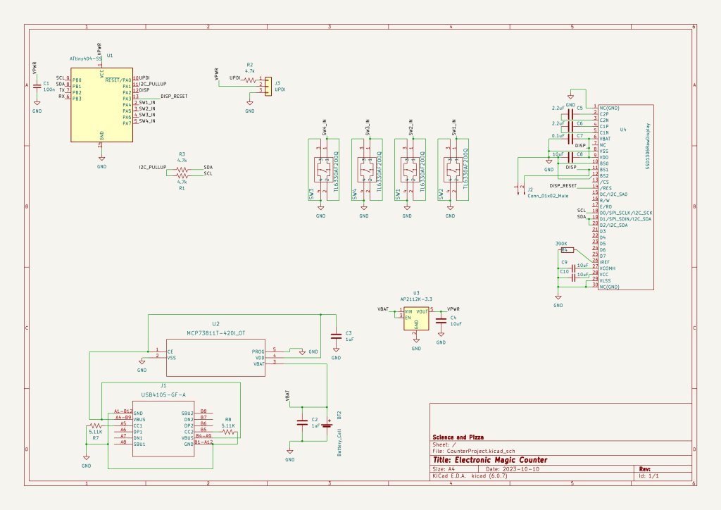 An electrical schematic showing the design of the electronic magic counter